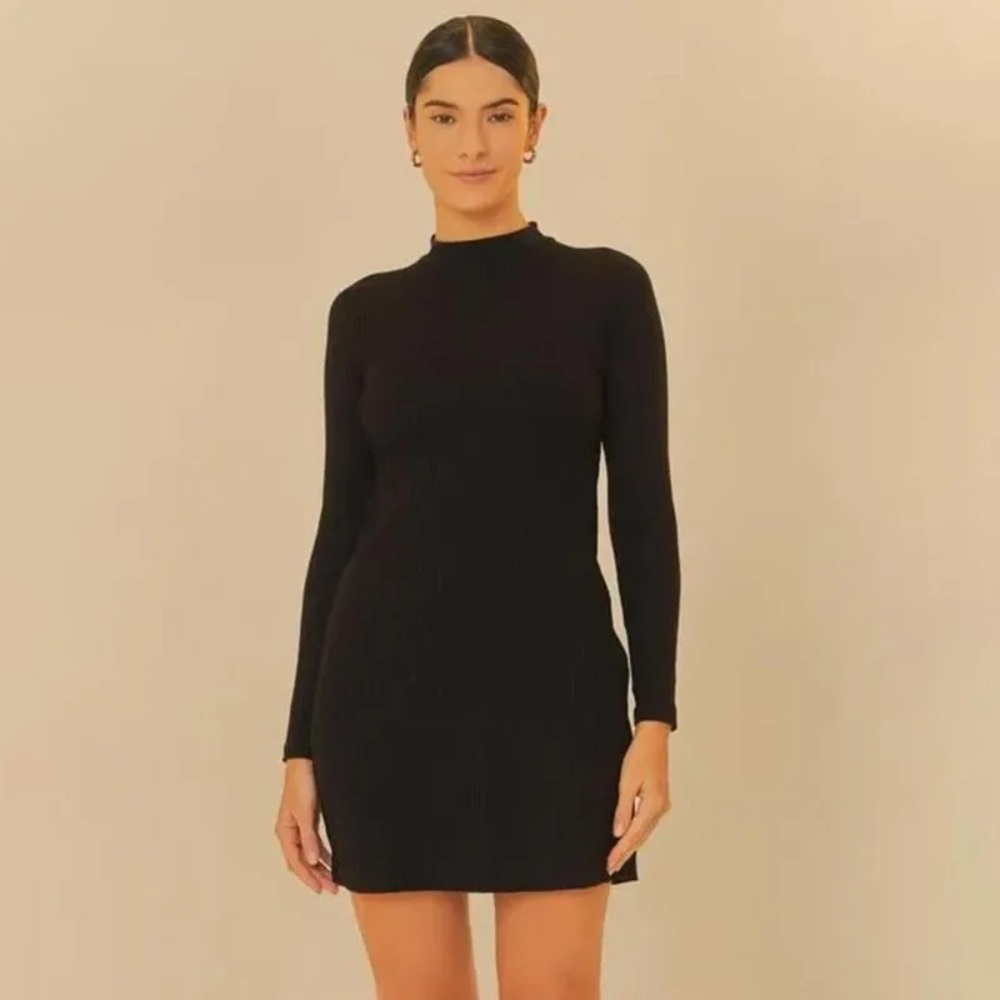 New dress Ribbed In cotton with elastane black  Farm rio XS Fot S
